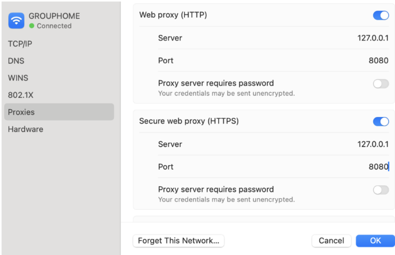 Wi-Fi proxy settings